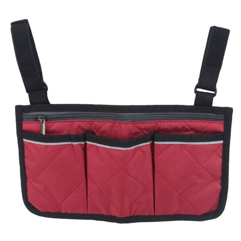 5 Colors Wheelchair Side Organizer Bag Multi Pockets Armrest Storage With Zipper