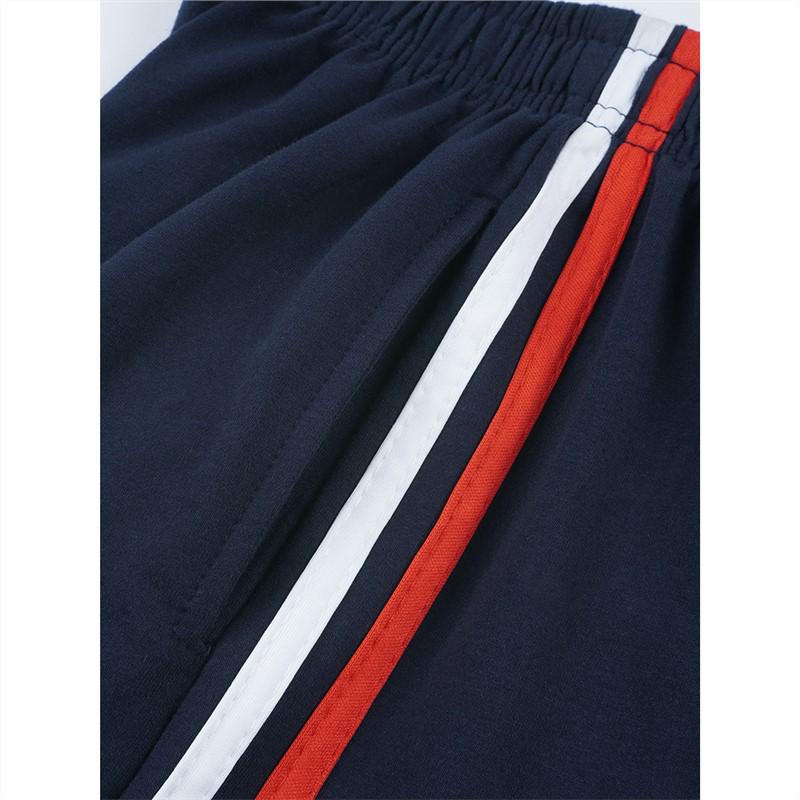 Summer School Uniform Shorts: Navy Blue Cotton Pants with One Stripe for Middle School and Two Stripes for Primary Students