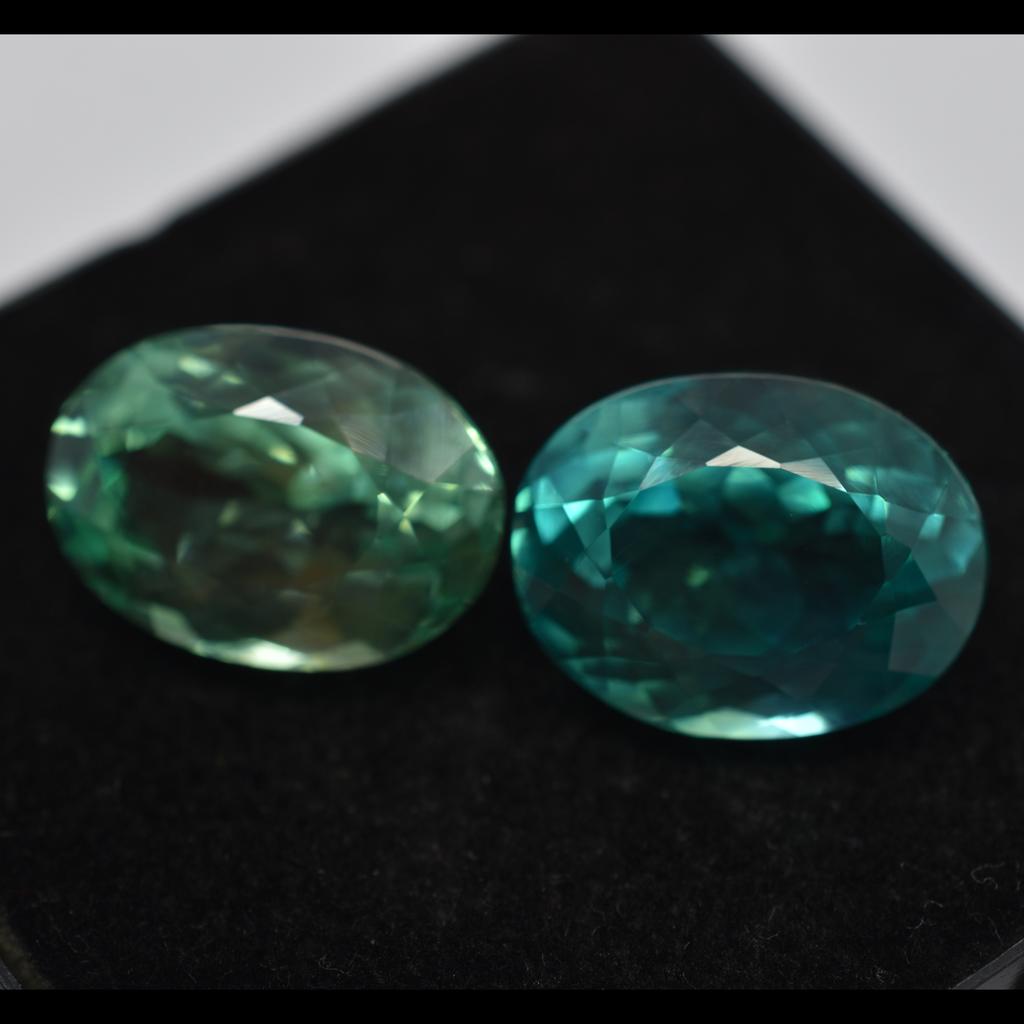 16.23 Ct Natural Sapphire Bluish Green Oval Pair Certified Fabulous Gemstone