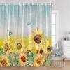Sunflower Floral Shower Curtains Spring Plants Birds Butterfly Green Leaves Bathroom Curtain Modern Polyester Fabric Bath Decor
