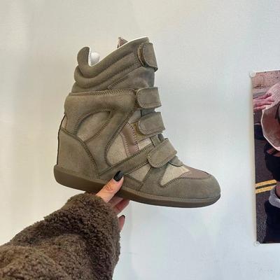 Hochwertige High-Top-Sneaker für Damen Modische 5CM Unsichtbare Höhensteigerung Lässige Knöchelboots für Damen Botas Para Mujer