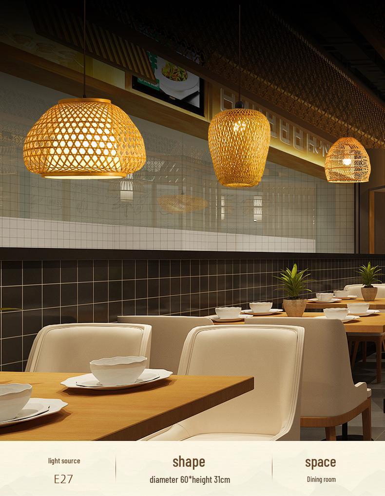 Bamboo Zen Pendant Light: Artistic Bamboo Weave Lantern for Tea Rooms and Tables