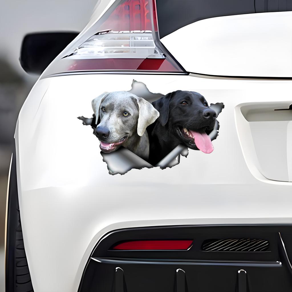 Two Hound Dogs Hiding In the Hole Car Stickers, Waterproof Irregularly Shaped Car Decoration Decals