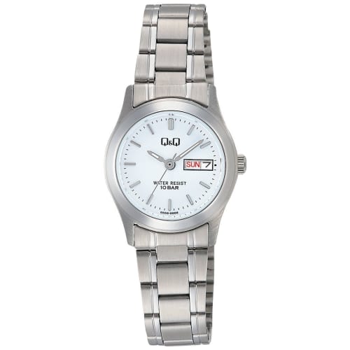 

Citizen Q&Q Women s Watch, W473-201, Analog, Stainless Steel, Waterproof, Date, Day of the Week Display, Metal Band, White Dial, Silver