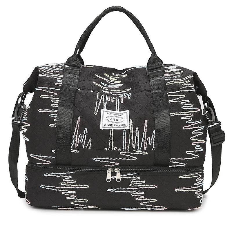 

Дорожная сумка Большая вместительная сумка для хранения раздельных сухих и влажных вещей Сумка для бассейна и спортзала с раздельными сумками для обуви чёрный