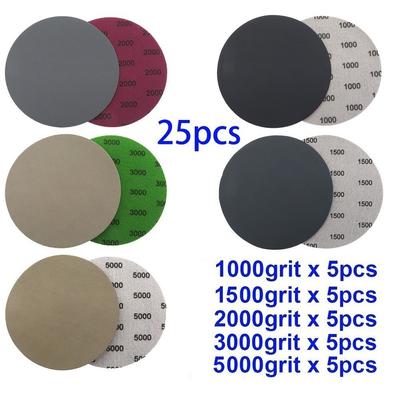 Papier de verre 1000 1500 2000 3000 5000 grains 125mm 25 pièces