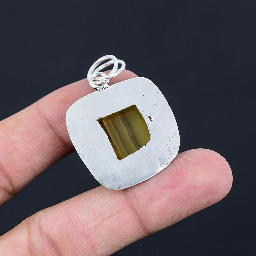 Naturlig Multi Fluorit Ädelstenssmycke 925 Sterling Silver Hänge För Flickor