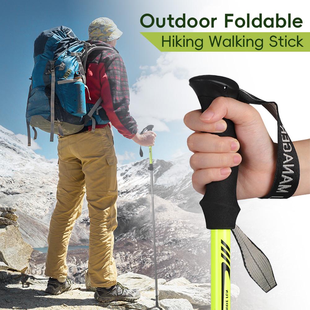 Outdoor Fold Trekking Pole Camping Portable Walking Hiking Stick for Elderly 5 Section Ultralight Carbon Fiber Telescopic Sticks