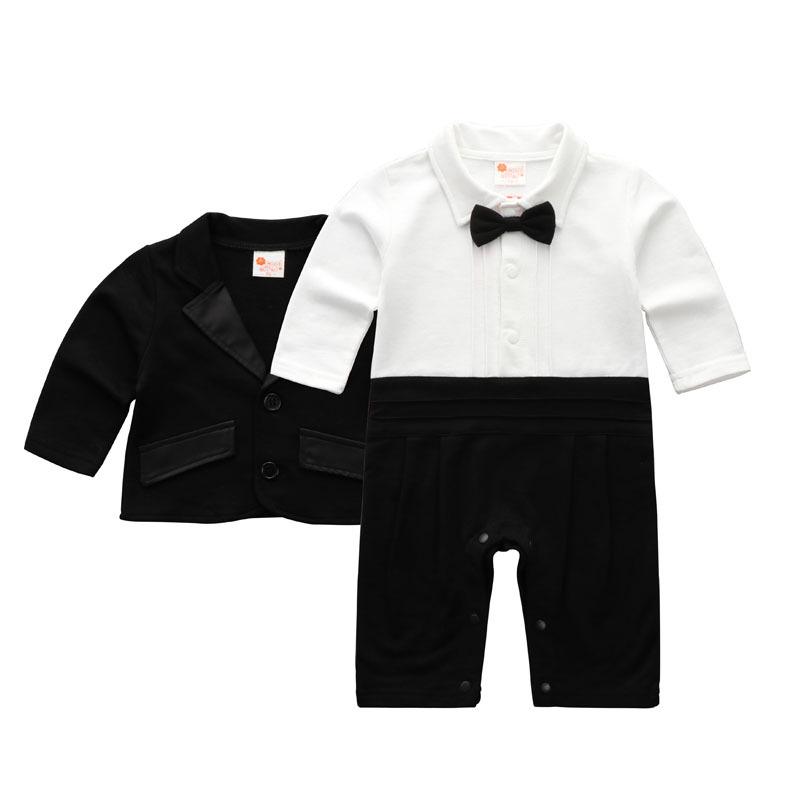 Autumn Newborn Gentleman Long Sleeve Romper for Baby's First Birthday