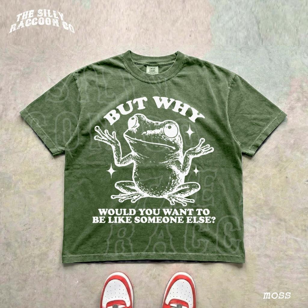 Funny Frog Shirt But Why Be Like Someone Else Cottagecore Vintage Tee Self Love Be Yourself Comfort Colors Graphic Tee