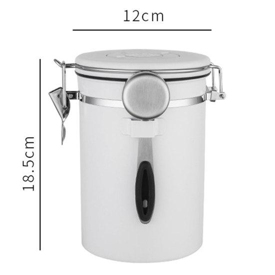 1 Set 1200/1500/1800ml Sealed Jar Large Capacity One Way Co2 Valve Canister Airtight Storage Container with Spoon Kitchen Gadget