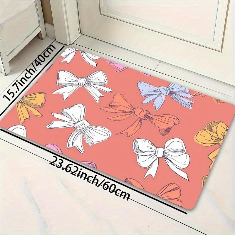 Chic Cartoon Bowknot Area Rug - Versatile for Gaming Room, Bathroom, Kitchen, Living Room & Bedroom - Machine Washable Polyester