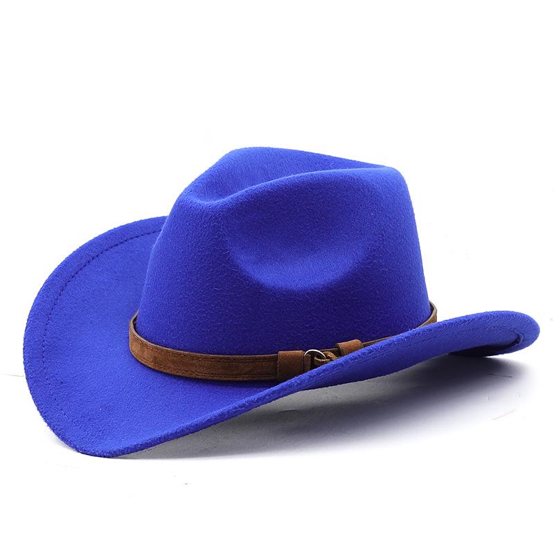 

Классическая шляпа федора ковбоя в западном стиле из шерстяного фетра - Унисекс осенне-зимняя джазовая шляпа M (56-58 cm) Adjustable королевский синий
