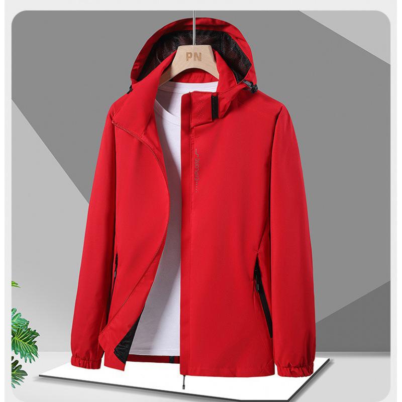 Damen Wasserdichte Regenjacke Leichtgewichtige Outer Kapuzen-Regenmantel Wandern Winddichte Jacke Outdoor-Jacken S rot