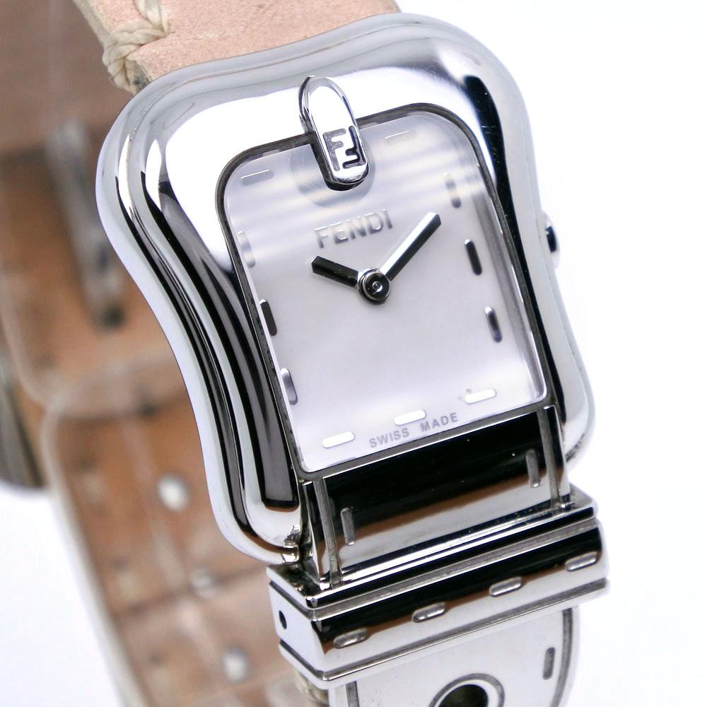 FENDI Beefendi Watches 3800L pink/Silver Pink shellDial Stainless Steel/leather Quartz Analog display Women Used
