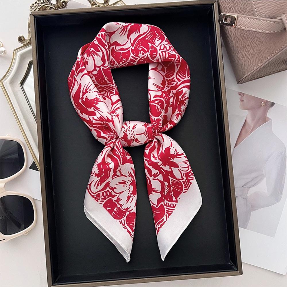 Luxury Print Square Silk Scarfs For Women Decorate Neck Ties Fashion 70*70Cm Kerchief Lady Summer Beach Hijab Female Neckerchief