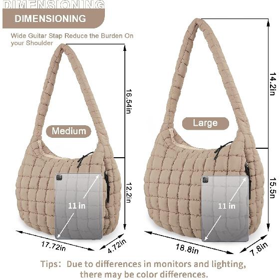 Gesteppte Puffer-Tragetasche Handtasche Aufgeblasene Crossbody-Umhängetasche,Leichte Nylon-Hobo-Tasche Puffer-Tragetasche für Damen Mädchen