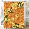 Decorative Shower Curtain Floral Sunflower Pattern With Black Splashes For Bathroom Decor In Orange Gold Size72X84Inches (183X21