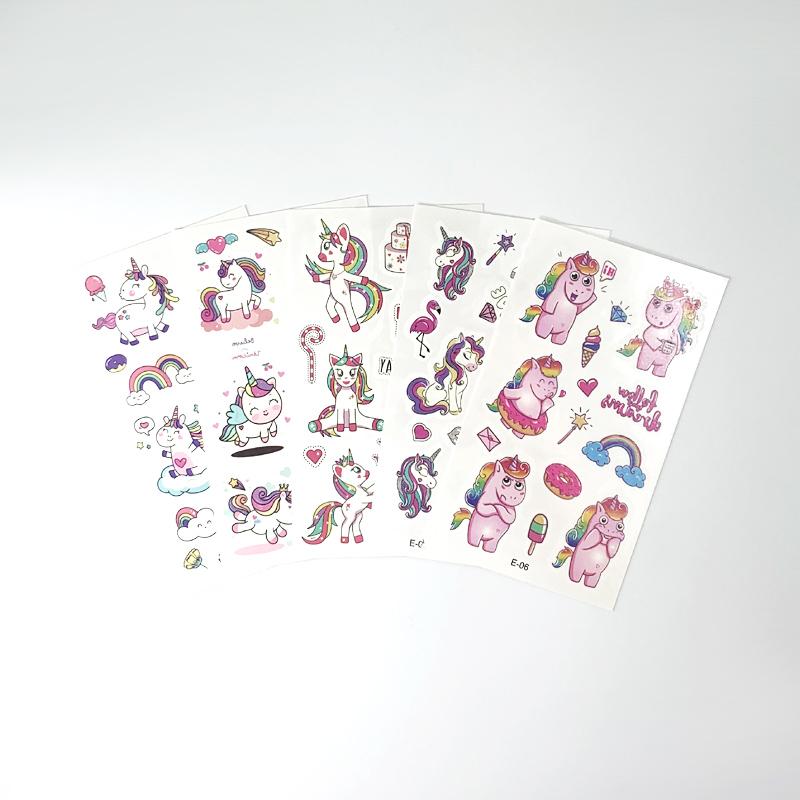 10 Sheetsset Children Cute Cartoon Unicorn Temporary Tattoo Stickers For Kids Body Arm Fake Tattoo Makeup Sticke