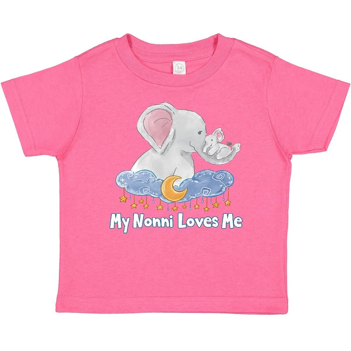 Inktastic My Nonni Loves Me Cute Elephants Clouds Moon And Stars Baby T-Shirt 150