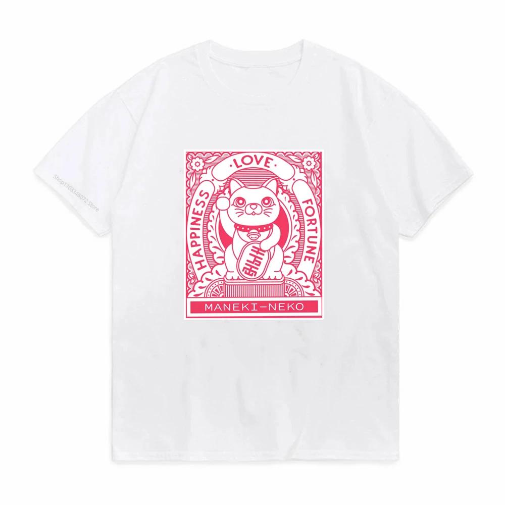 Unisexeki Neko Print Unisex T Shirt ShortSleeved Personalize Summer Female TShirts Graphic Tees Japanese Lucky Cat Kawaii Tshirts