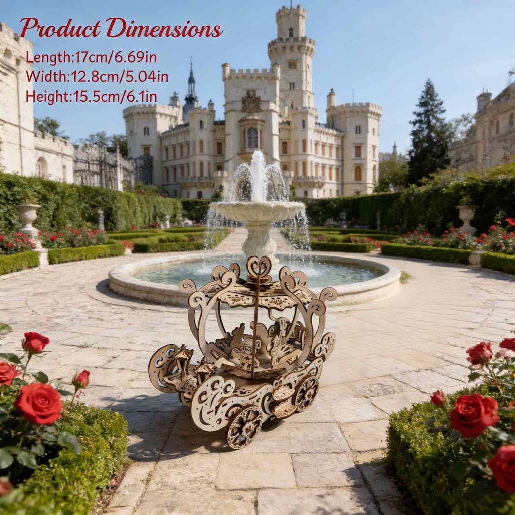 Pumpkin Carriage 3D Wooden Puzzle Scale Miniature DO-IT-YOURSELF Miniature Kit Handcrafted Present Home Decor Assembly Toy