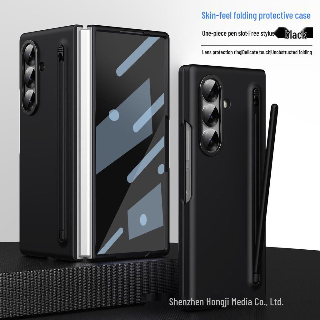 Samsung Z Fold7 Hülle mit Stifthalter: 6/5 Hautgefühl, Integrierte Folie, W25 Sturzschutz