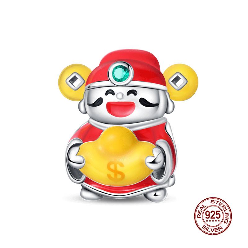 New In Charm Copper Lucky God Of Wealth Charms Beads Fit 3Mm Original Bracelet Necklace Women Diy Fine Jewelry Gift