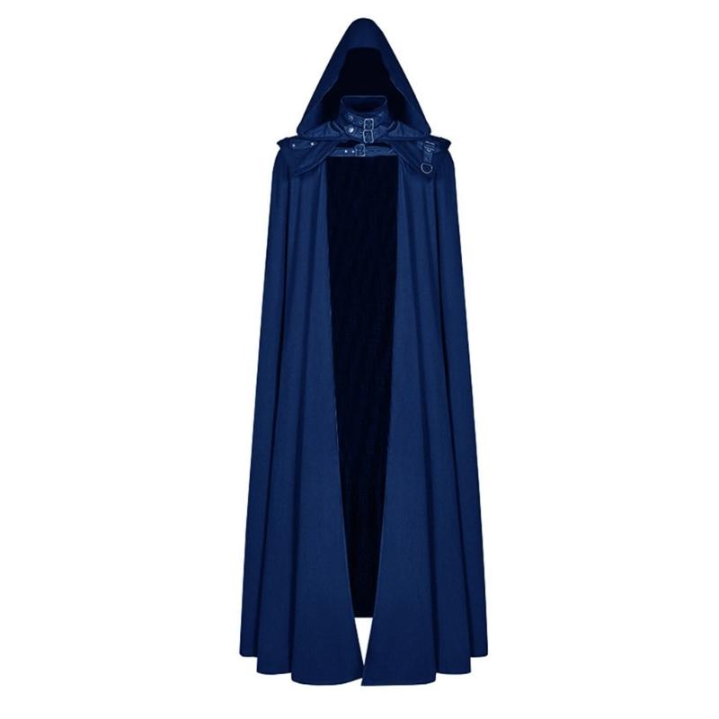 Floor Length Halloween Cosplays Costume Cape Wizard Witch Mantle Outfit Fancy Dress Up Gown Party Dress Cloak for Adults