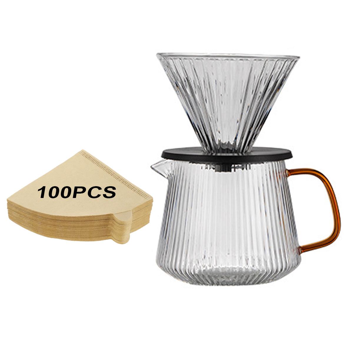 Leeseph 700ML Pour Over Coffee Maker Set with 100pcs Coffee Filter Paper, Heat Resistant Borosilicate Glass Dripper