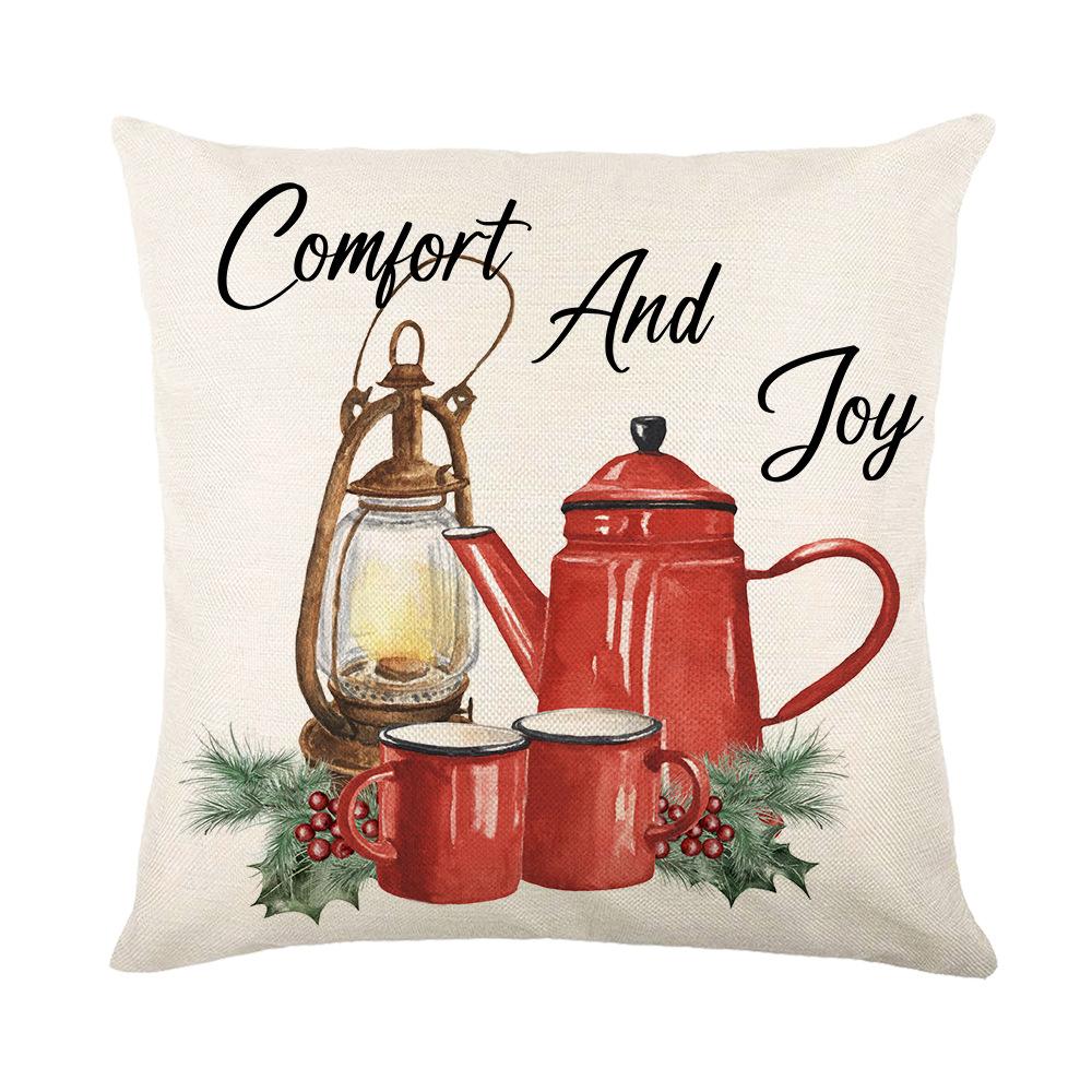 Christmas Pillow Cover Holiday Home Living Room Sofa Cushion Cover Truck Printed Linen Pillow Cover