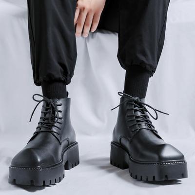 Stivali da uomo in pelle con suola spessa Stile di design minimalista alla moda Tendenza tempo libero outdoor festa ufficio scarpe autunnali e invernali