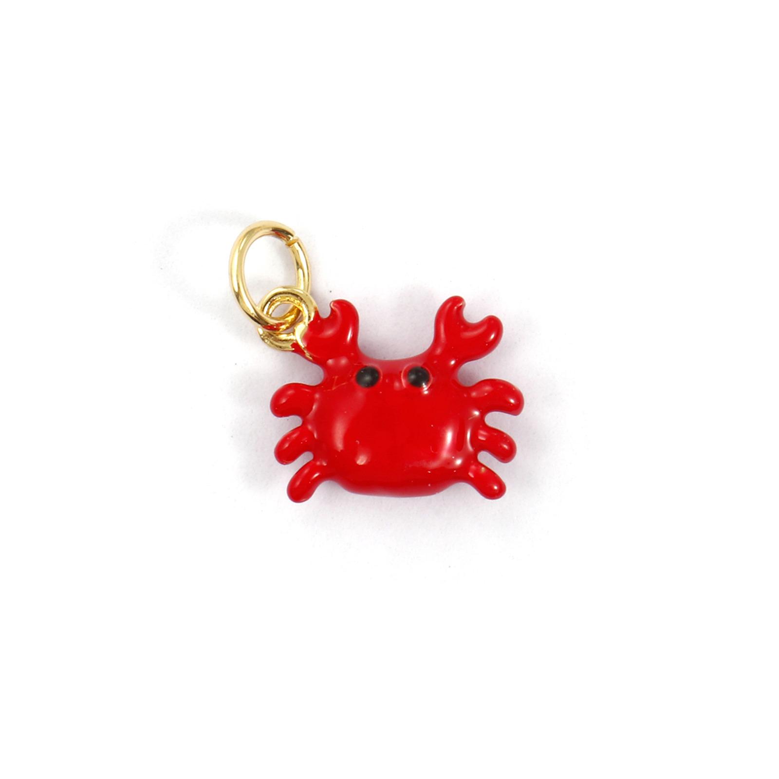 

1 Piece Brass Ocean Jewelry Charms 18K Gold Plated Red Enamel Crab Lobster 3D Pendant For DIY Necklace Jewelry Making Findings
