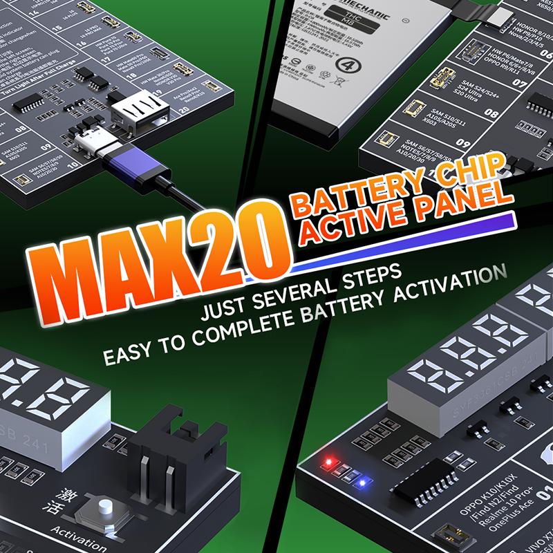 MECHANIC MAX20 Battery Chip Active Panel for IP 11-17 Pro Max Android Battery Activation Tool Circuit Board Charging Tester
