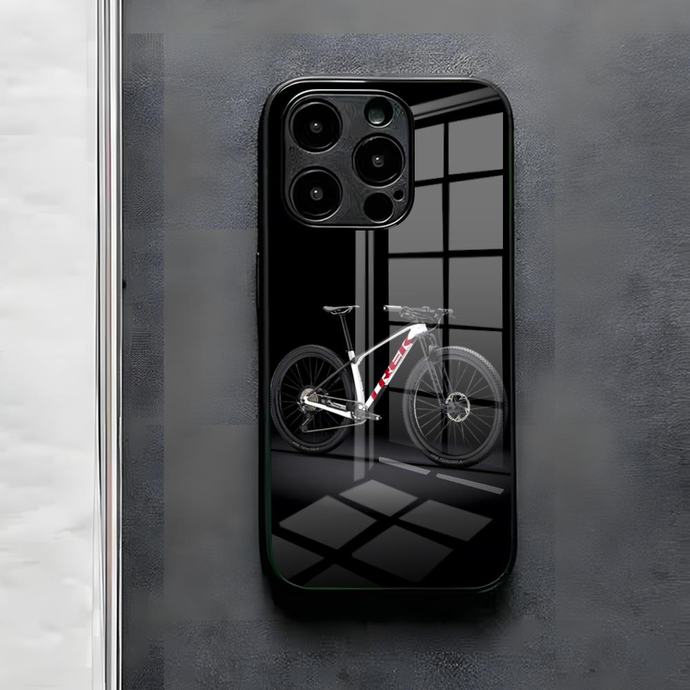 Bicycle T-TrekS Pouzdro na telefon Pro IPhone 17 Air 16 E Pro Max 15 14 13 Mini 12 Pro 11 Max Plus Černý skleněný kryt
