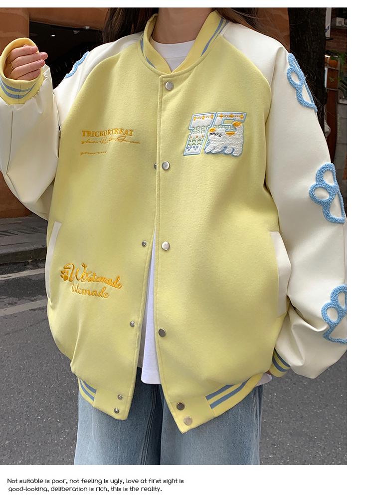 Unisex Color Block Embroidered Baseball Jacket - New Spring/Autumn Loose Fit