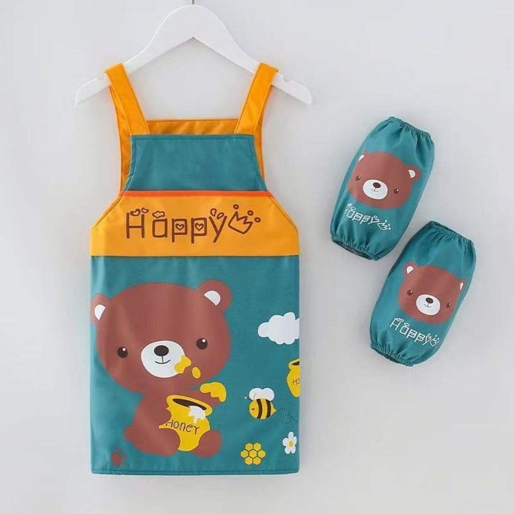 

3 шт. Регулируемый фартук для рисования, милые мультяшные нарукавники, высококачественный фартук, дети Blue-Bear