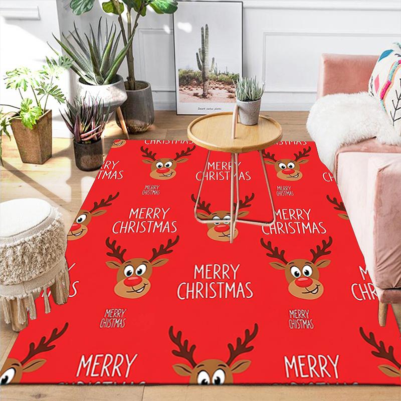 1Pc Christmas Candy Canes Rug Office Carpet Indoor Outdoor Doormat Nonslip Soft And Comfortable Living Room Christmas Halloween Gift D91841