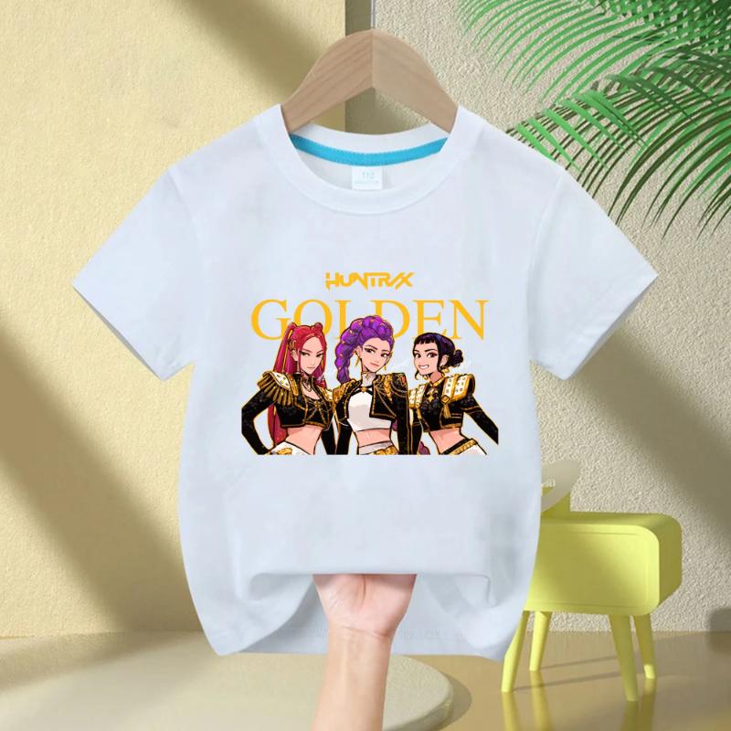 Summer 2025 Huntrix Kpop Demon Hunters T-Shirt for Boys Girls T-shirtFans Gift Crew Neck Short Sleeve Tees Fashion Kids T-shirt