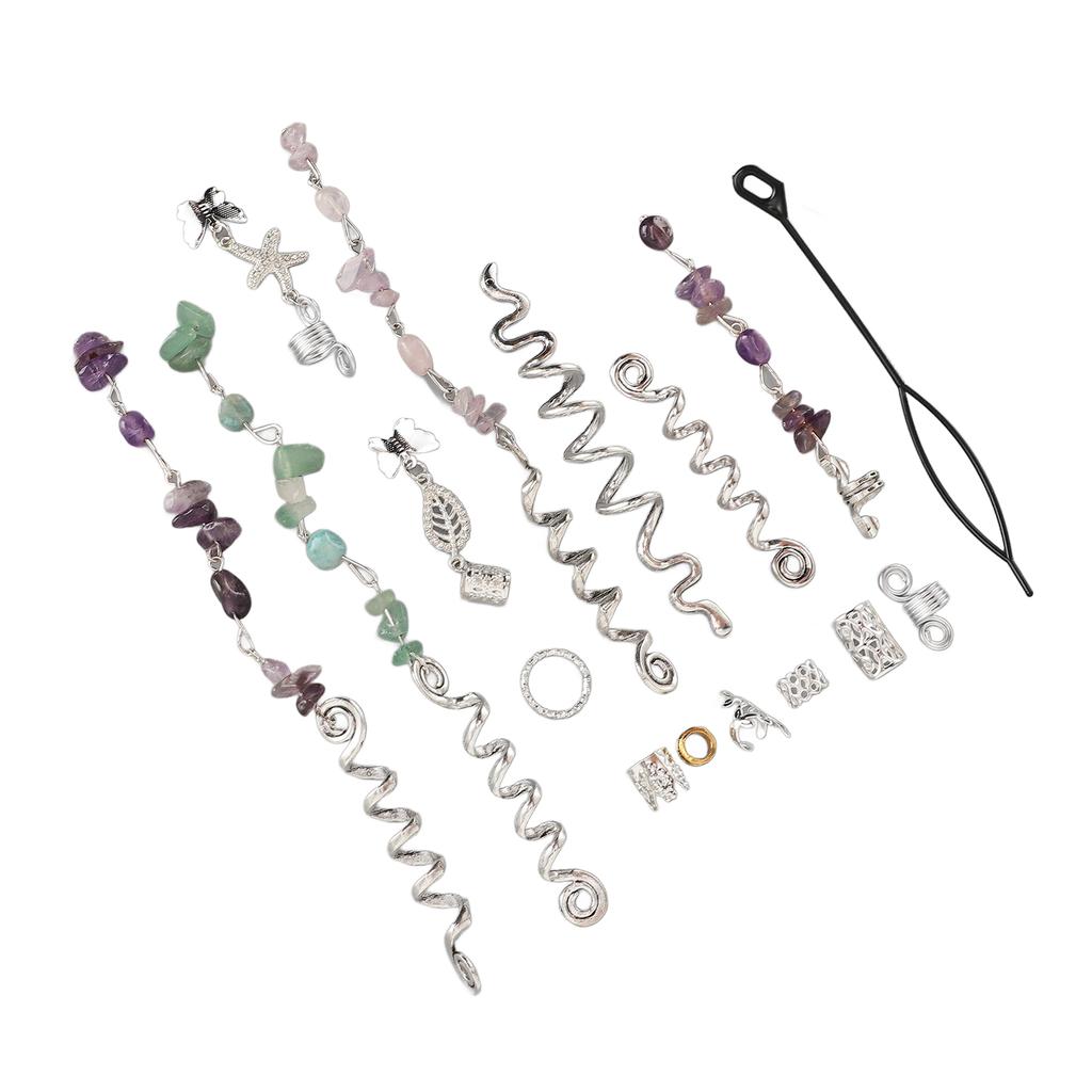 Hair Dreadlocks Rings Hair Braid Clips Alloy Braid Hair Jewelry for Banquets Film Shows Weddings Silver