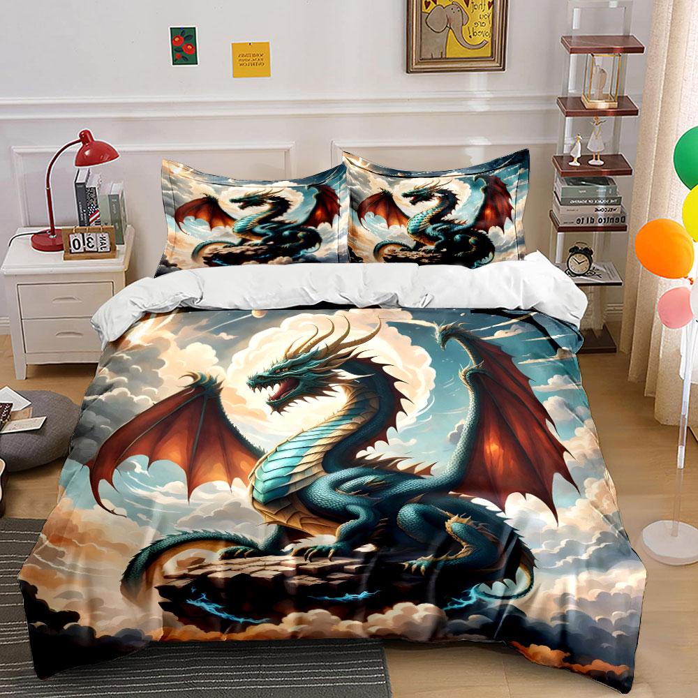 Dragon Fantasy Art Decor Set Soft Comfortable Duvet Cover Bedding Set Included 1*Duvet Cover & 2*Pillowcases, Gift