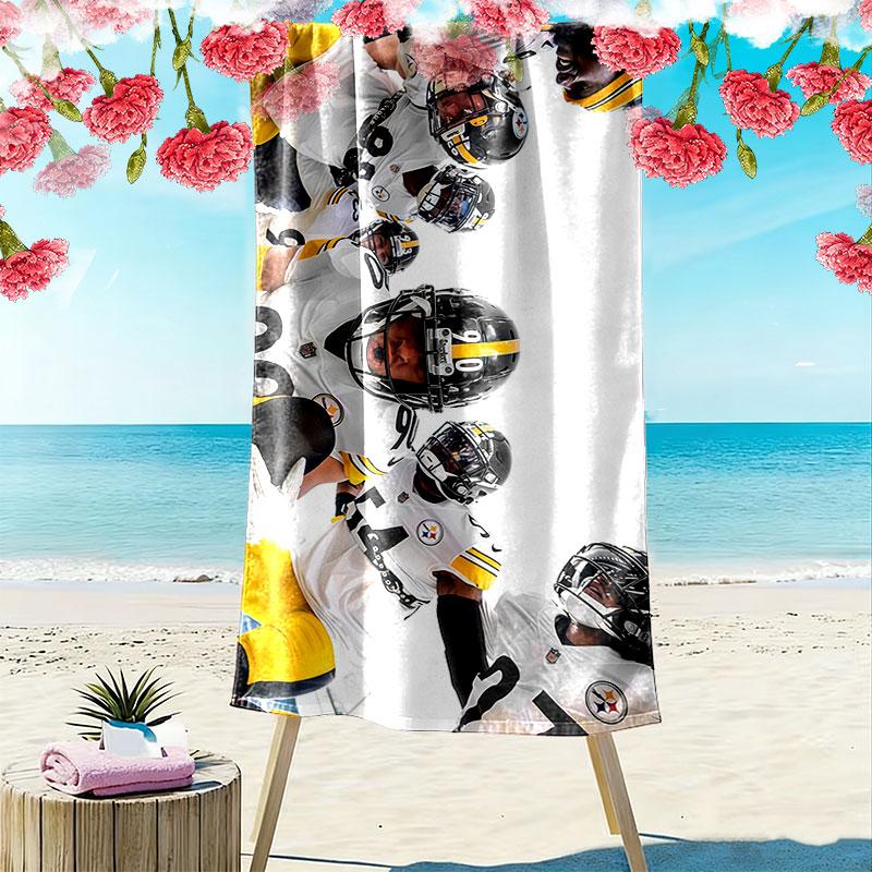 Steelers Spieler Print Strandtuch, Großes Weiches Schnelltrocknendes Handtuch für Strand Camping Schwimmen