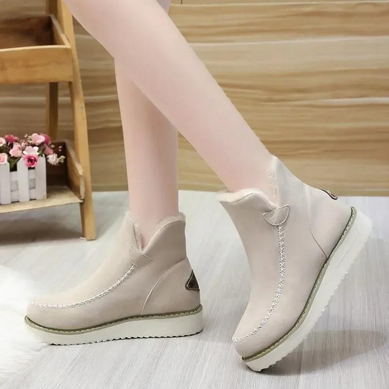 Snow Boots Women Slip on Platform Ankle Boots for Women Cotton Shoes Winter Casual Warm Short Boots Woman Booties Botas De Mujer