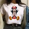 Funny Disney Women T-shirt Cute Cartoon Mickey Minnie Graphic Casual Short Sleeve T Shirt Female Kawaii Loose Y2K Clothing Tops