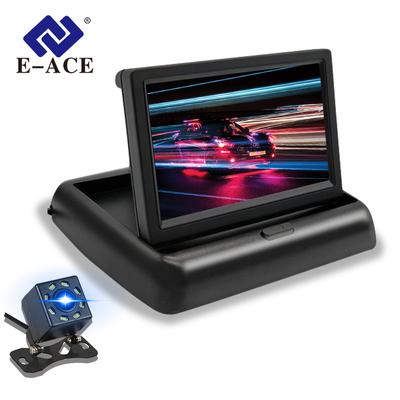 4,3 Tommer TFT LCD Bilmonitor Foldbar Skærm Bakkamera Parkeringssystem Til Bil Bakspejl NTSC PAL