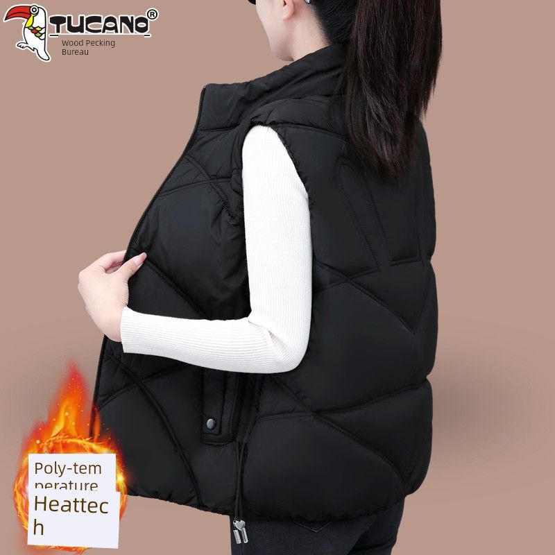

Woodpecker Cotton Vest Women s Autumn and Winter 2025 New Arrival Fashionable Loose All-Match Women s Outer Heattech Vest Outwear Black 2XL