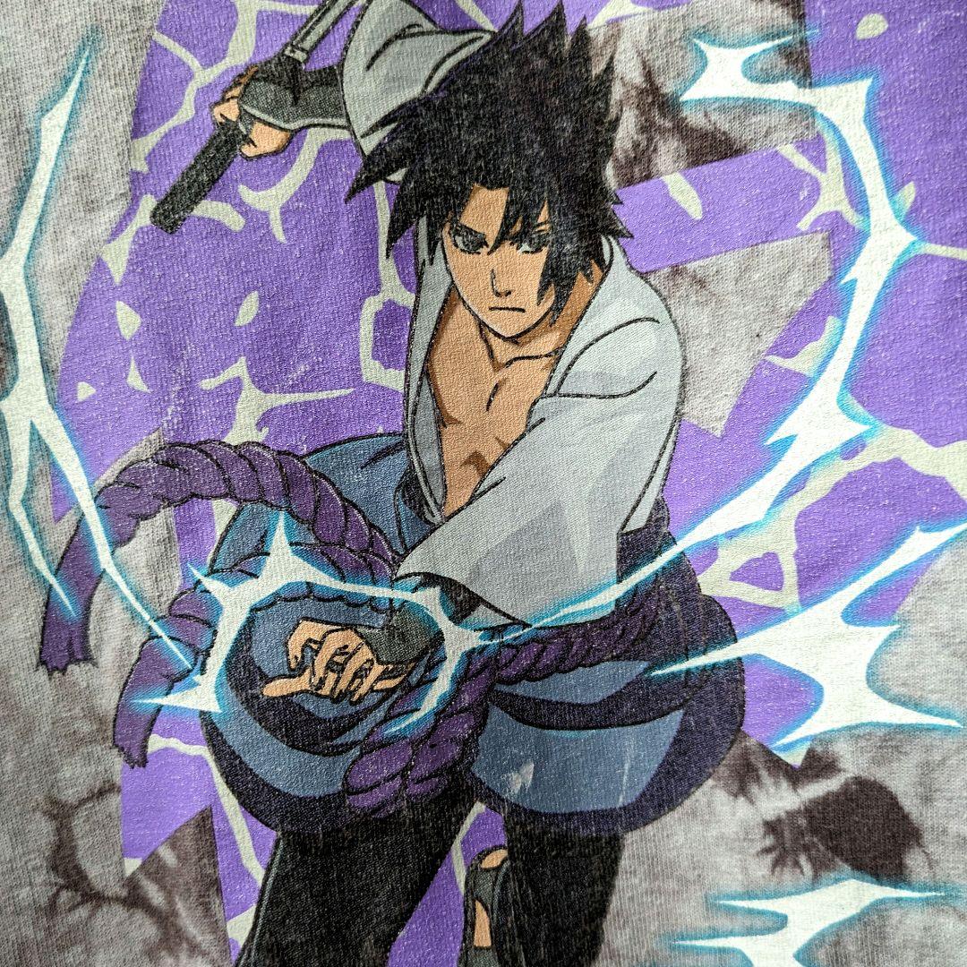 

[USED] Vintage 2000s Naruto Shippuden Sasuke Curse Seal Chidori Anime T-Shirt