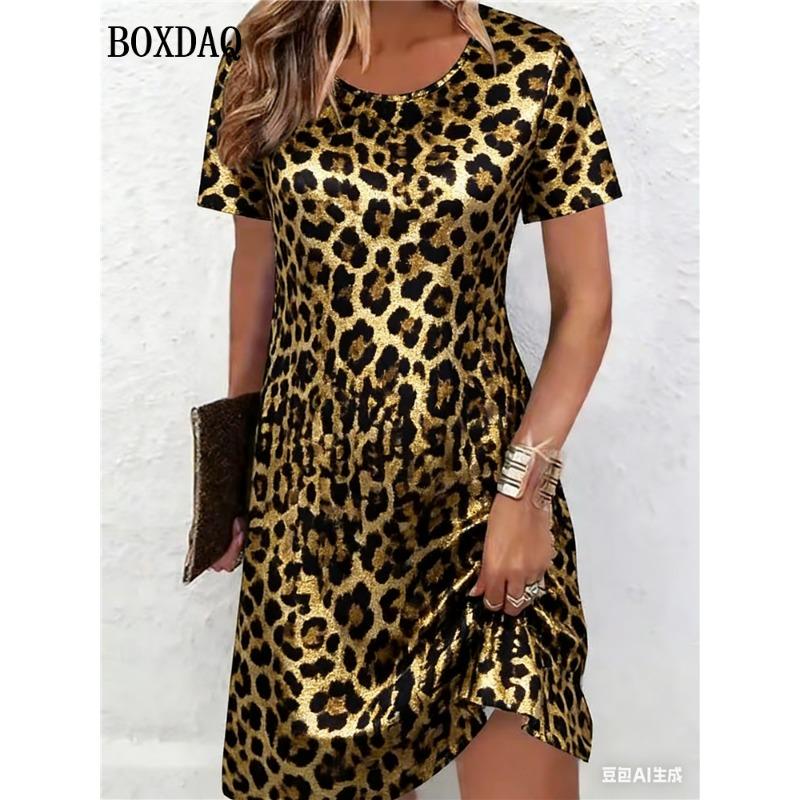

Summer Dresses Women Fashion Striped 3D Print Short Sleeve Dress Casual Elegant Women s Loose Pullover A-Line Dress Vestido S