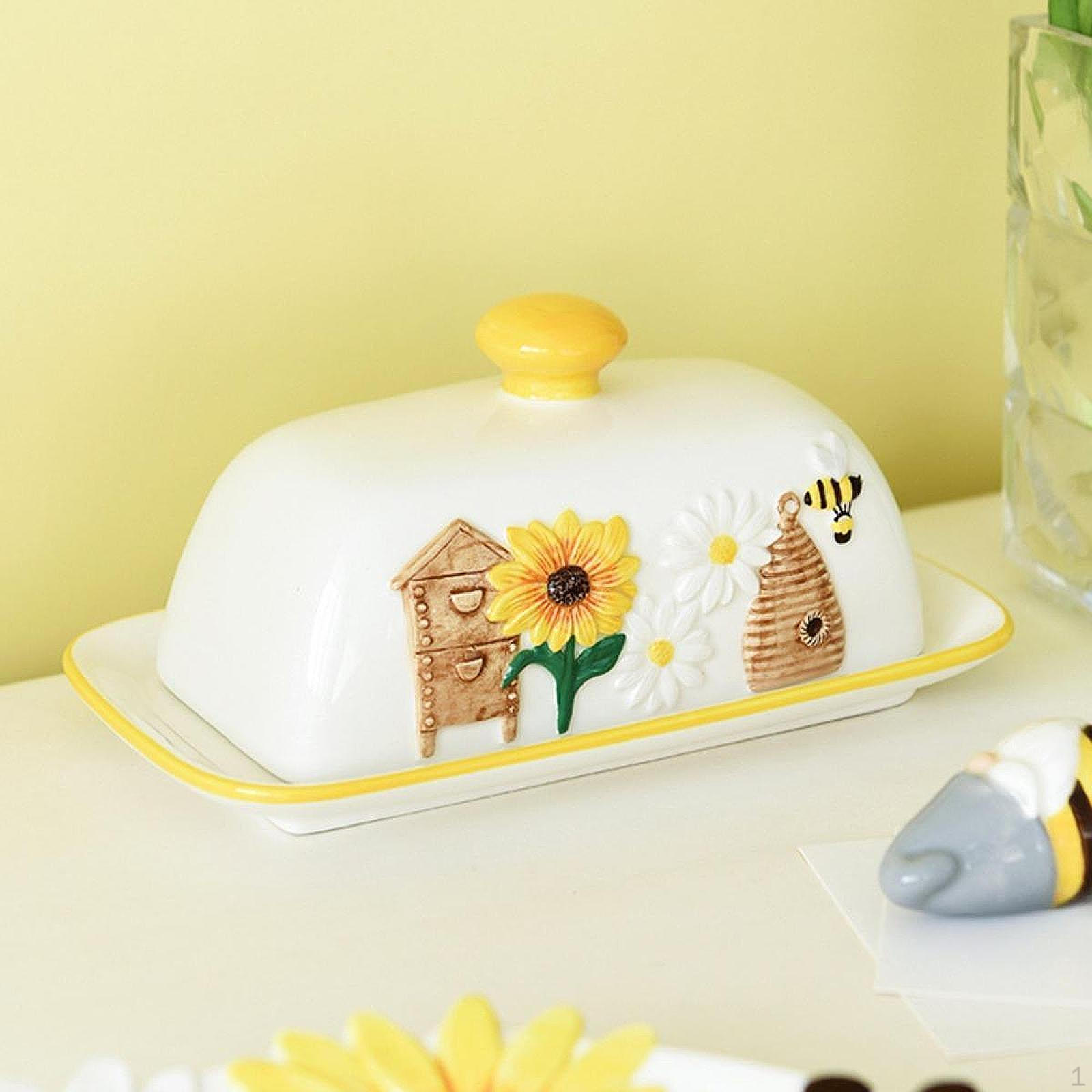 

Ceramic Butter Dish Dessert Tray Multifunctional Plate Cheese Keeper for Restaurant