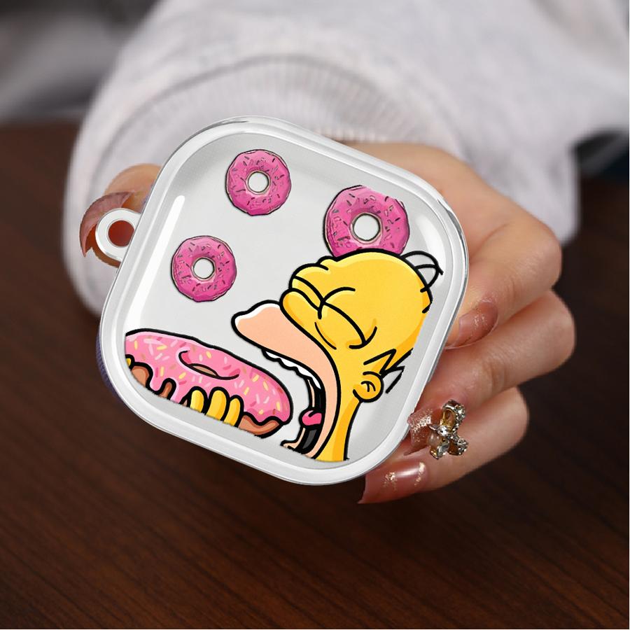 Cartoon The S-simpsons Case For Samsung Galaxy Buds 4Pro 3Pro 4 Pro 2Pro Live 2 3 FE Clear Earphone Cases Cover With Hook